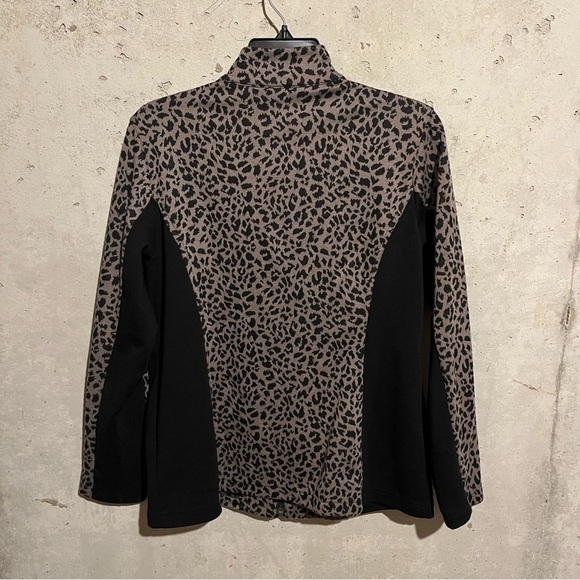 Weekends By Chicos Zip Up Leopard Print Athletic Track Jacket ~ Size 1 (Medium) - Picture 5 of 7